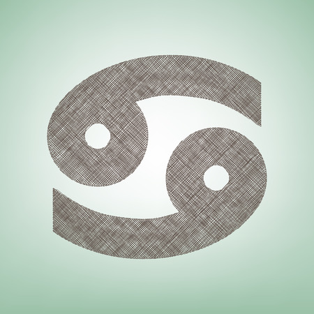 Cancer sign illustration. Vector. Brown flax icon on green background with light spot at the center.のイラスト素材