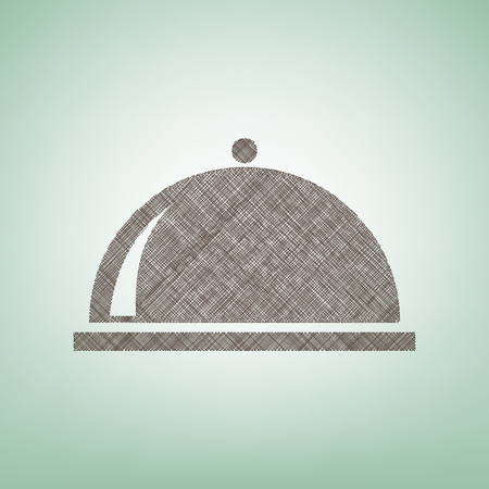 Server sign illustration. Vector. Brown flax icon on green background with light spot at the center.のイラスト素材