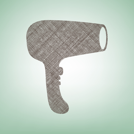 Hair Dryer sign. Vector. Brown flax icon on green background with light spot at the center.のイラスト素材