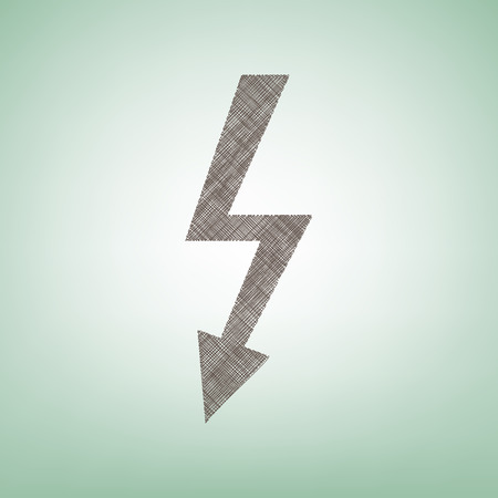 High voltage danger sign. Vector. Brown flax icon on green background with light spot at the center.のイラスト素材