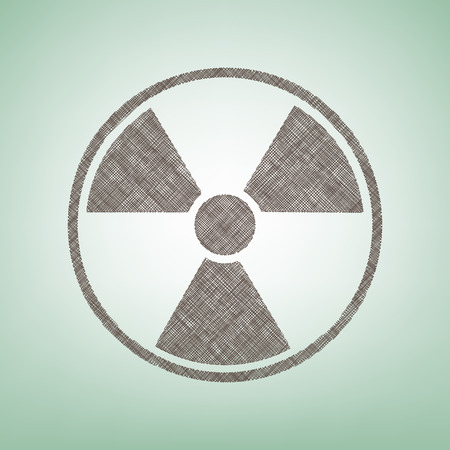 Radiation Round sign. Vector. Brown flax icon on green background with light spot at the center.のイラスト素材