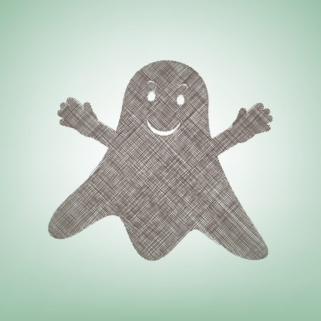Ghost sign. Vector. Brown flax icon on green background with light spot at the center.のイラスト素材