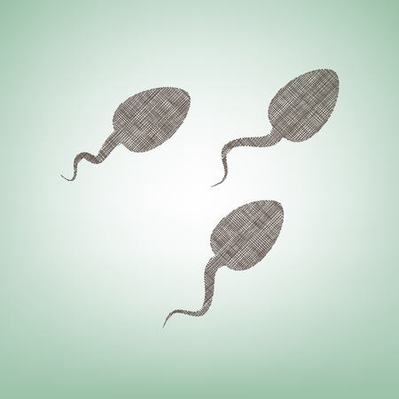Sperms sign illustration. Vector. Brown flax icon on green background with light spot at the center.のイラスト素材