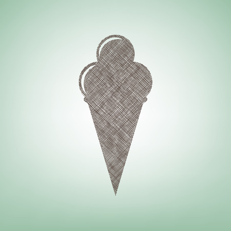 Ice Cream sign. Vector. Brown flax icon on green background with light spot at the center.のイラスト素材
