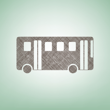 Bus simple sign. Vector. Brown flax icon on green background with light spot at the center.のイラスト素材