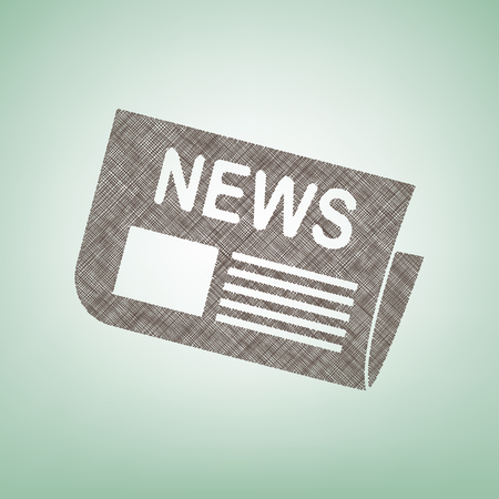 Newspaper sign. Vector. Brown flax icon on green background with light spot at the center.のイラスト素材