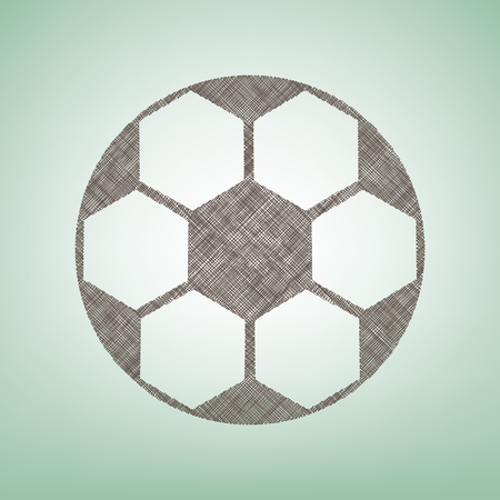 Soccer ball sign. Vector. Brown flax icon on green background with light spot at the center.のイラスト素材