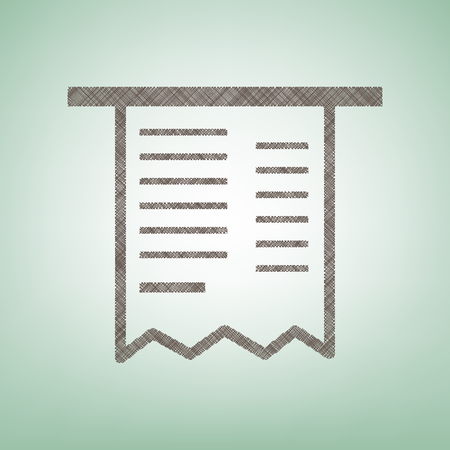 Paying bills concept. Payment of utility, bank, restaurant and other bills sign illustration. Vector. Brown flax icon on green background with light spot at the center.のイラスト素材
