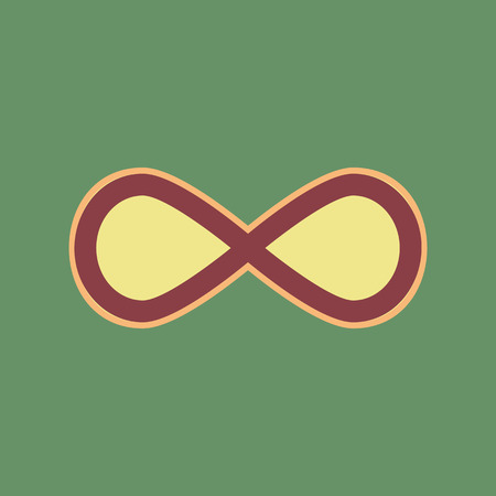Limitless symbol illustration. Vector. Cordovan icon and mellow apricot halo with light khaki filled space at russian green background.のイラスト素材