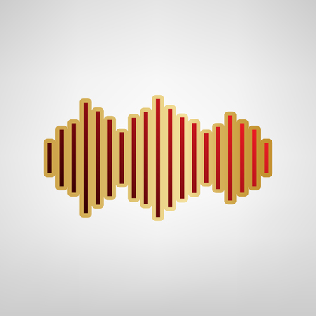 Sound waves icon. Vector. Red icon on gold sticker at light gray background.のイラスト素材