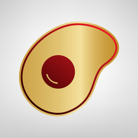 Omelet sign Flat designed style icon Vector. Red icon on gold sticker at light gray background.のイラスト素材