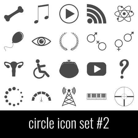 Circle. Icon set 2. Gray icons on white background.のイラスト素材