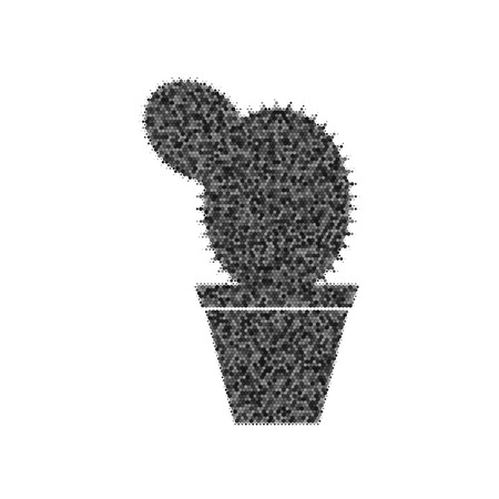 Cactus sign illustration. Vector. Black icon from many ovelapping circles with random opacity on white background. Noisy. Isolated.のイラスト素材