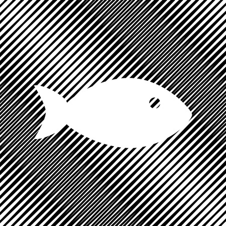 Fish sign illustration. Vector. Icon. Hole in moire background.のイラスト素材