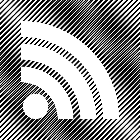 RSS sign illustration. Vector. Icon. Hole in moire background.のイラスト素材