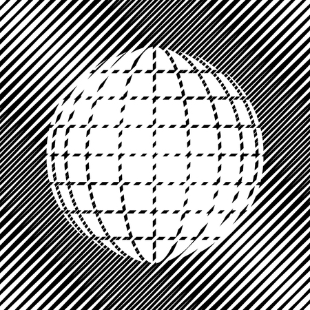 Earth Globe sign. Vector. Icon. Hole in moire background.のイラスト素材