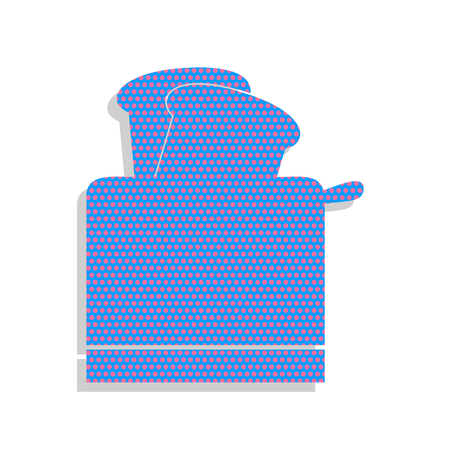 Toaster simple sign. Vector. Neon blue icon with cyclamen polkaのイラスト素材