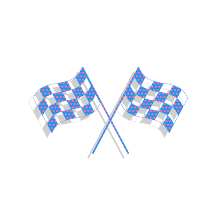 Crossed checkered flags waving in the wind conceptual of moのイラスト素材