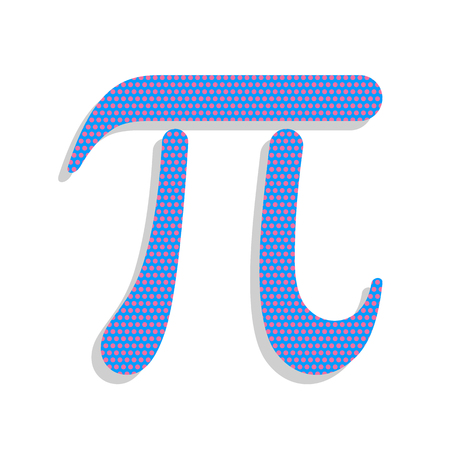 Pi greek letter sign. Vector. Neon blue icon with cyclamen polkaのイラスト素材