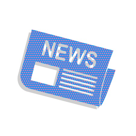 Newspaper sign. Vector. Neon blue icon with cyclamen polka dotsのイラスト素材