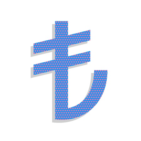 Turkiey Lira sign. Vector. Neon blue icon with cyclamen polka doのイラスト素材