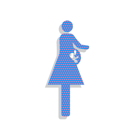 Women and baby sign. Vector. Neon blue icon with cyclamen polkaのイラスト素材