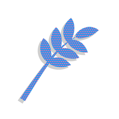 Tree branch sign. Neon blue icon with cyclamen polka dots pattern.のイラスト素材