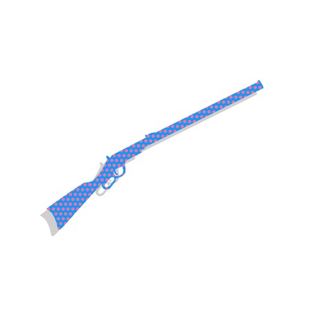 Hunting rifle icon illustration. Silhouette gun. Vector. Neon blue icon with cyclamen polka dots pattern with light gray shadow on white background. Isolated.のイラスト素材