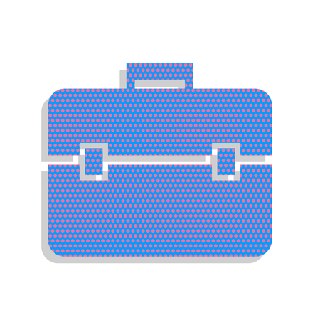 Briefcase sign illustration. Vector. Neon blue icon with cyclamen polka dots pattern with light gray shadow on white background. Isolated.のイラスト素材