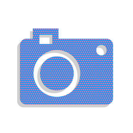 Digital camera sign. Vector. Neon blue icon with cyclamen polkaのイラスト素材