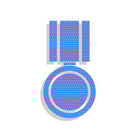 Medal sign illustration. Vector. Neon blue icon with cyclamen poのイラスト素材