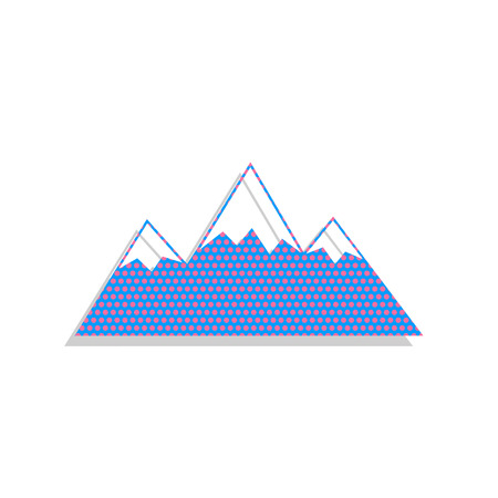 Mountain sign illustration. Vector. Neon blue icon with cyclamenのイラスト素材