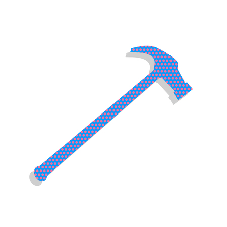 Hammer simple Icon. Vector. Neon blue icon with cyclamen polka dots pattern with light gray shadow on white background. Isolated.のイラスト素材