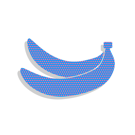Banana simple sign. Vector. Neon blue icon with cyclamen polka dots pattern with light gray shadow on white background. Isolated.のイラスト素材