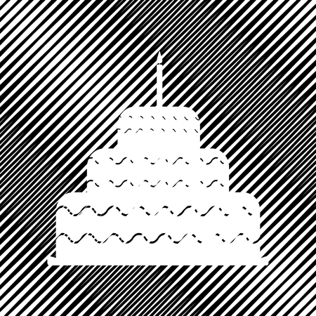 Cake with candle sign. Vector Icon Hole in moire background.のイラスト素材