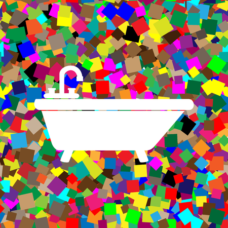 Bathtub sign illustration. Vector. White icon on colorful backgroundのイラスト素材