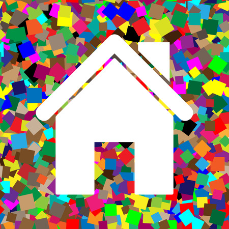 Home silhouette illustration. Vector. White icon on colorful backgroundのイラスト素材