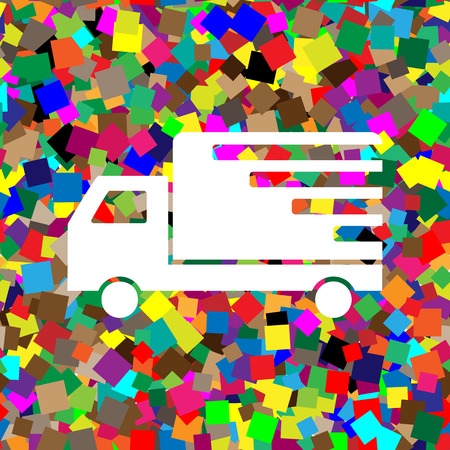 Delivery sign illustration. Vector. White icon on colorful backgのイラスト素材