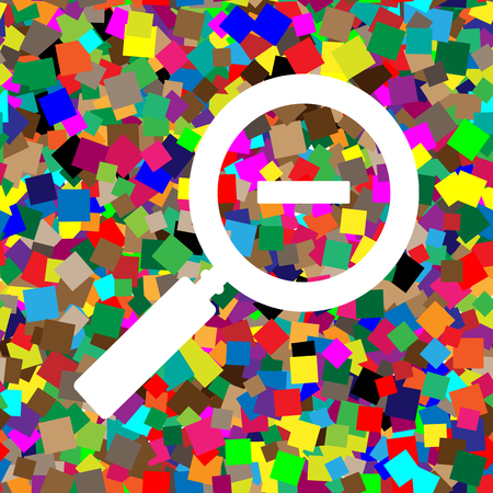 Zoom sign illustration. Vector. White icon on colorful backgrounのイラスト素材