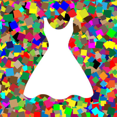Woman dress sign. Vector. White icon on colorful background withのイラスト素材