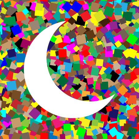 Moon sign illustration. Vector. White icon on colorful backgrounのイラスト素材