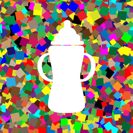 Baby bottle sign. Vector. White icon on colorful background withのイラスト素材