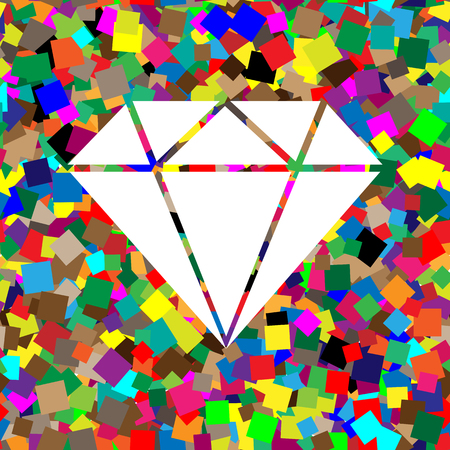 Diamond sign illustration. Vector. White icon on colorful backgrのイラスト素材
