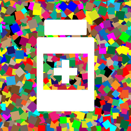 Medical container sign. Vector. White icon on colorful backgrounのイラスト素材