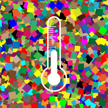 Meteo diagnostic technology thermometer sign. Vector. White iconのイラスト素材