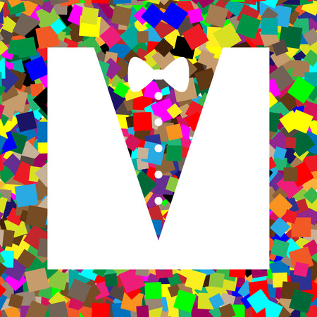 Tuxedo with bow silhouette. Vector. White icon on colorful backgのイラスト素材