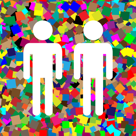Gay family sign. Vector. White icon on colorful background withのイラスト素材