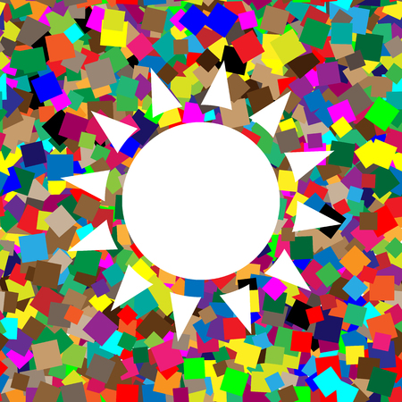 Sun sign illustration. Vector. White icon on colorful backgroundのイラスト素材