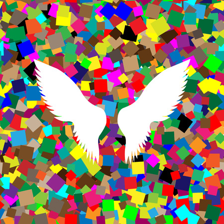 Wings sign illustration Vector.  White icon on colorful backgroundのイラスト素材