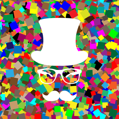 Hipster accessories design Vector.  White icon on colorful backgroundのイラスト素材